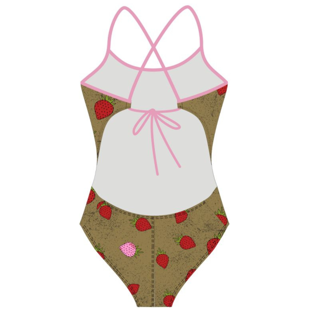 Fragaria Fields Pink Women's Tie Back Swimsuit