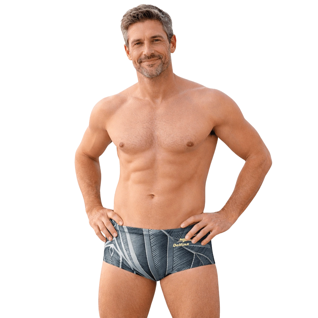 EMBROIDERY MEN'S SQUARE SWIMSUIT