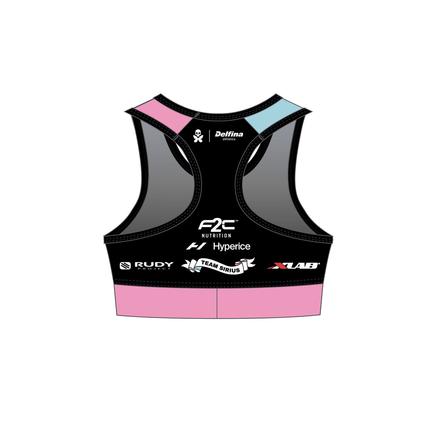 TeamSiriusTriClub women’s sports bra backside