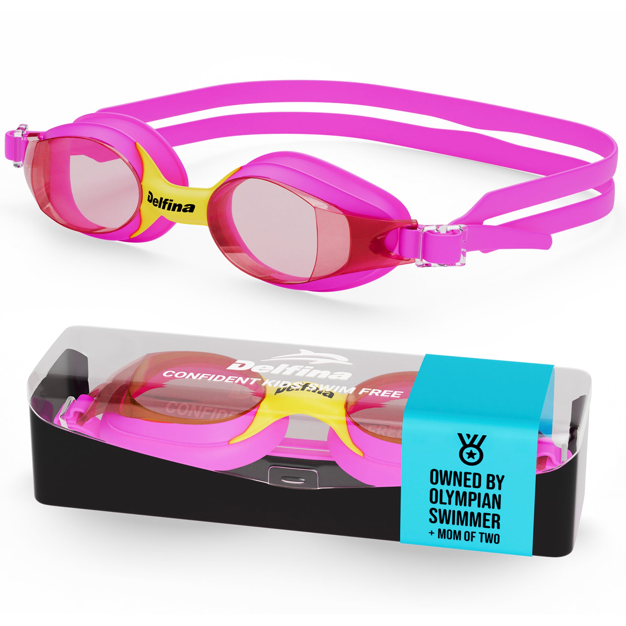 Swimming Goggles Kids Delfina Kids Swim Goggles - Anti-Fog UV Protection For Ages 2+ With Case Kids Swimming Goggles