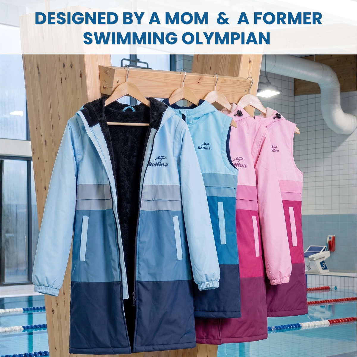 Delfina Kids Swim Parka Jacket with Removable Sleeves