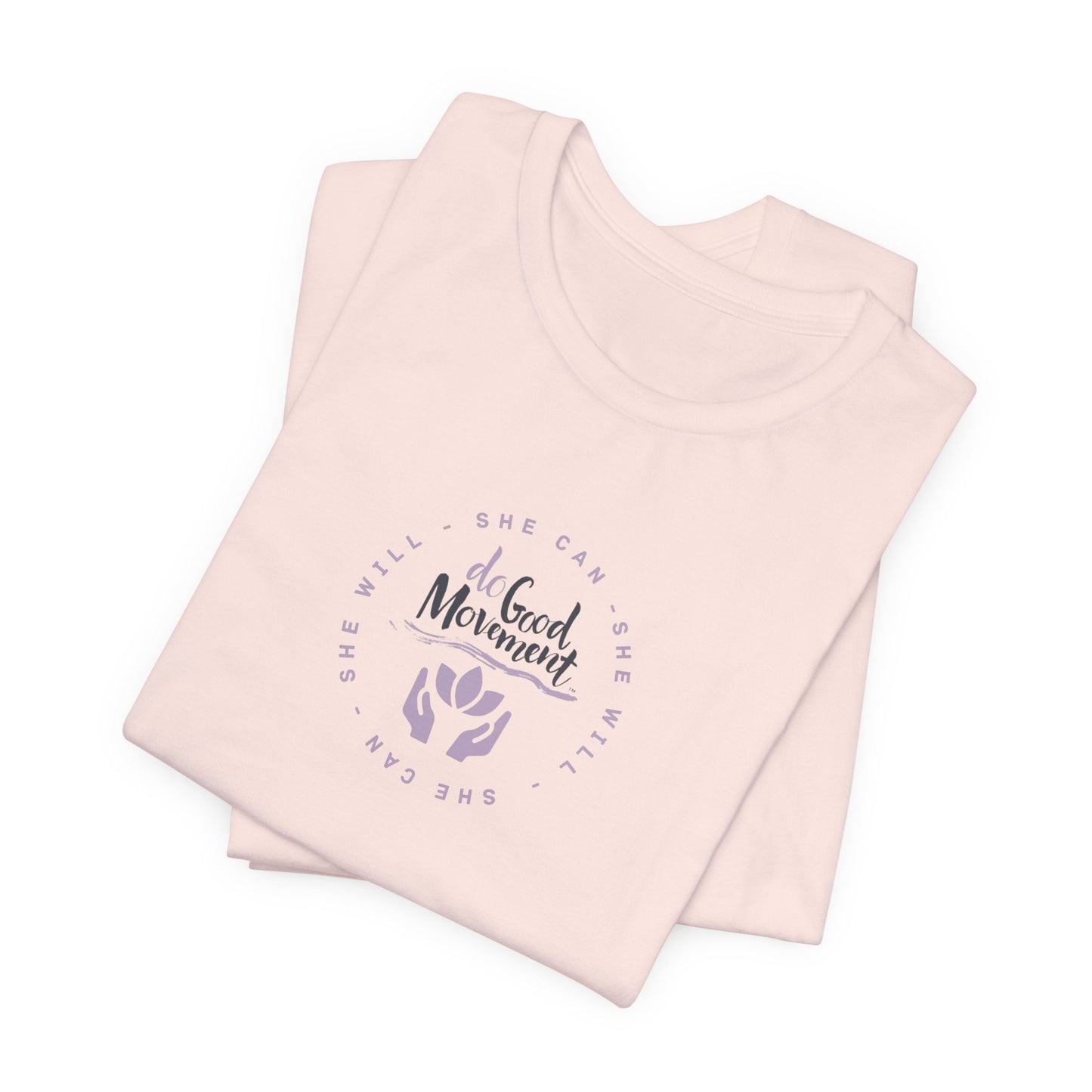 Do Good Movement Short Sleeve Soft Pink Tee back Folded