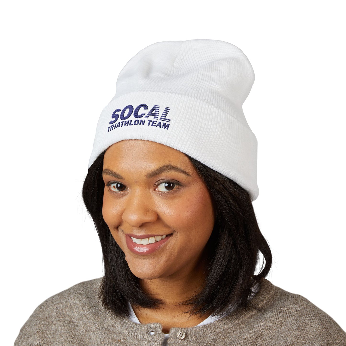 SoCal Triathlon Team Cuffed Beanie White (Embroidery)