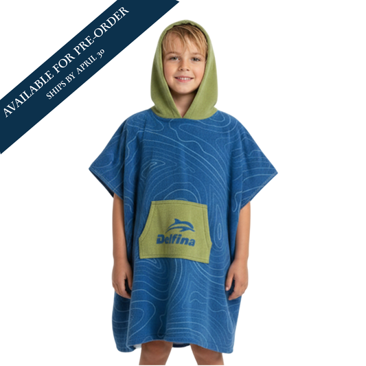 HOODED PONCHO TOWEL: BLUE SWIRL