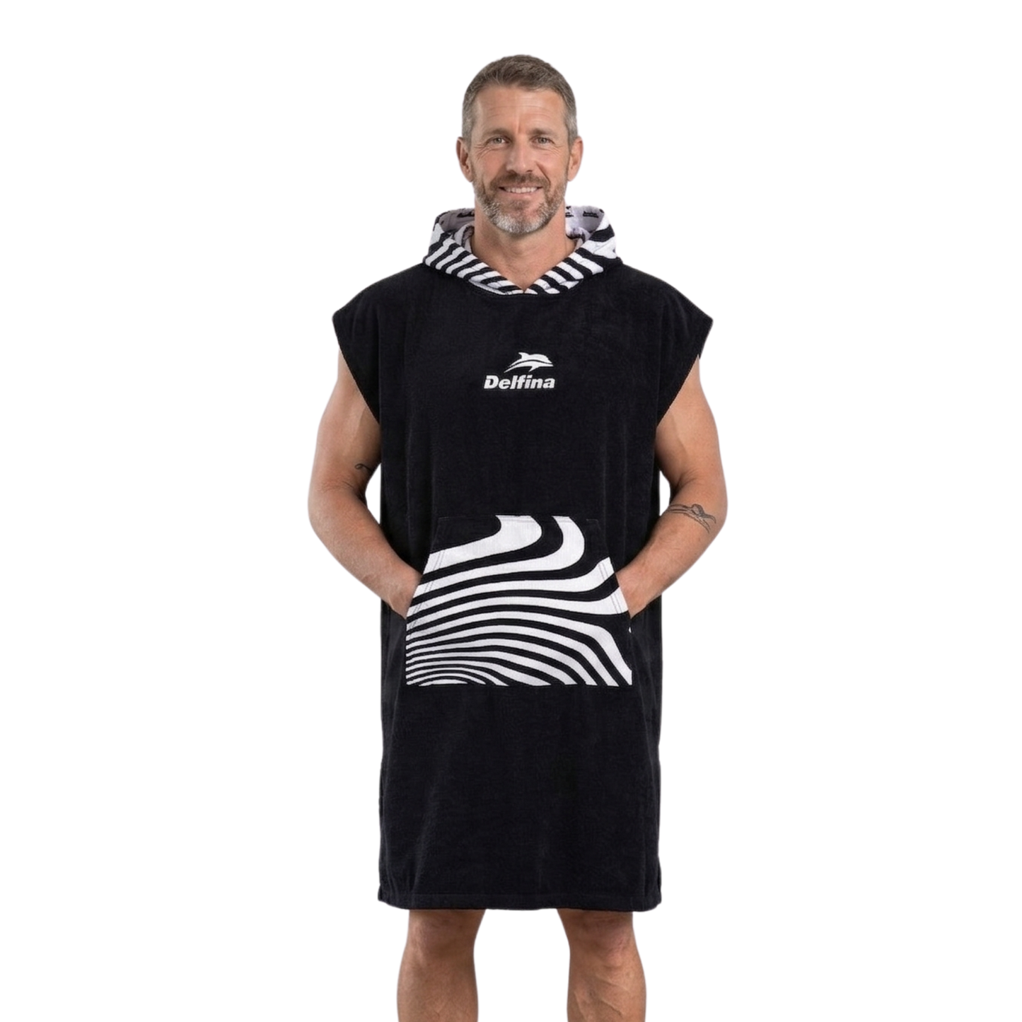 HOODED PONCHO TOWEL: FLOW BLACK