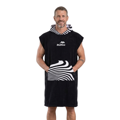 HOODED PONCHO TOWEL: FLOW BLACK