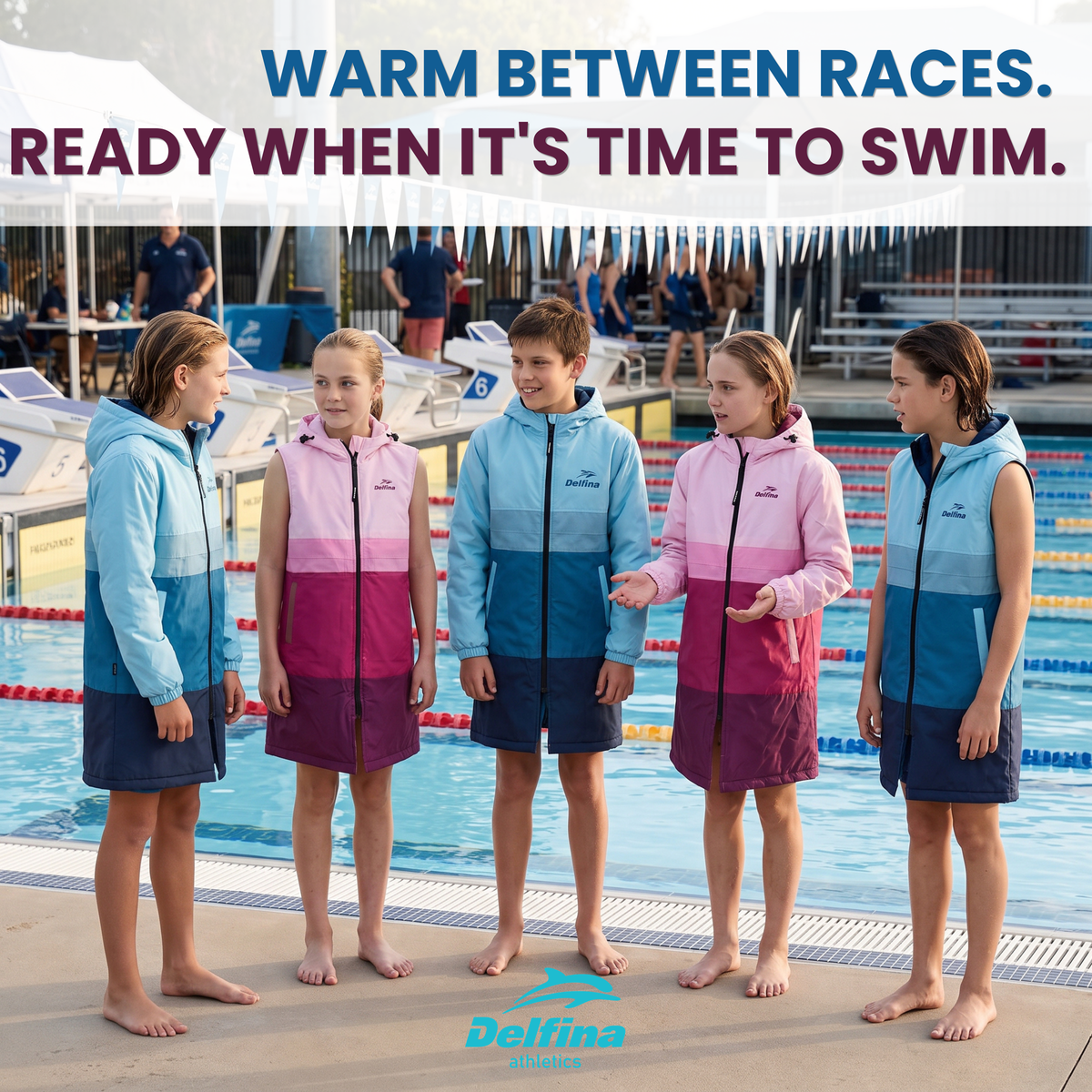Delfina Kids Swim Parka Jacket with Removable Sleeves