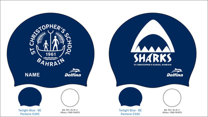 PERSONALIZED SILICONE SWIM CAP SHARKS (PACK OF 2)