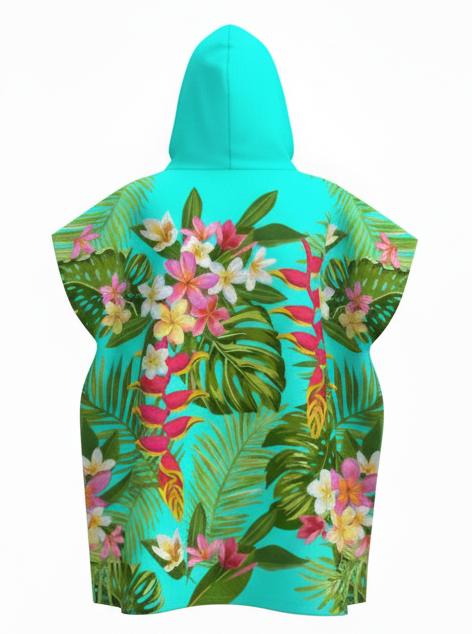 Hooded Poncho Towel Bold Tropics Backside