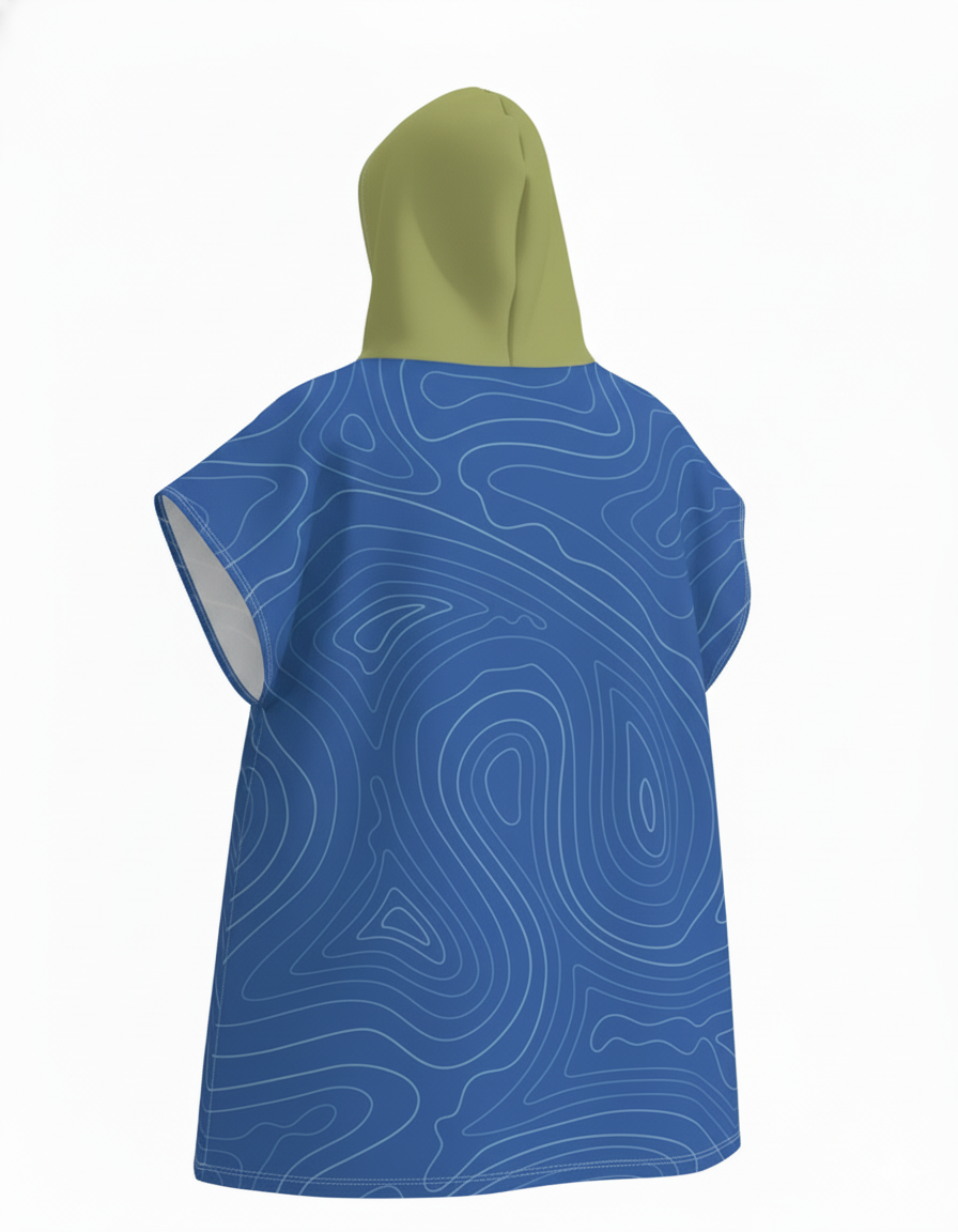 Blue Swirl Hooded Poncho Towel backside