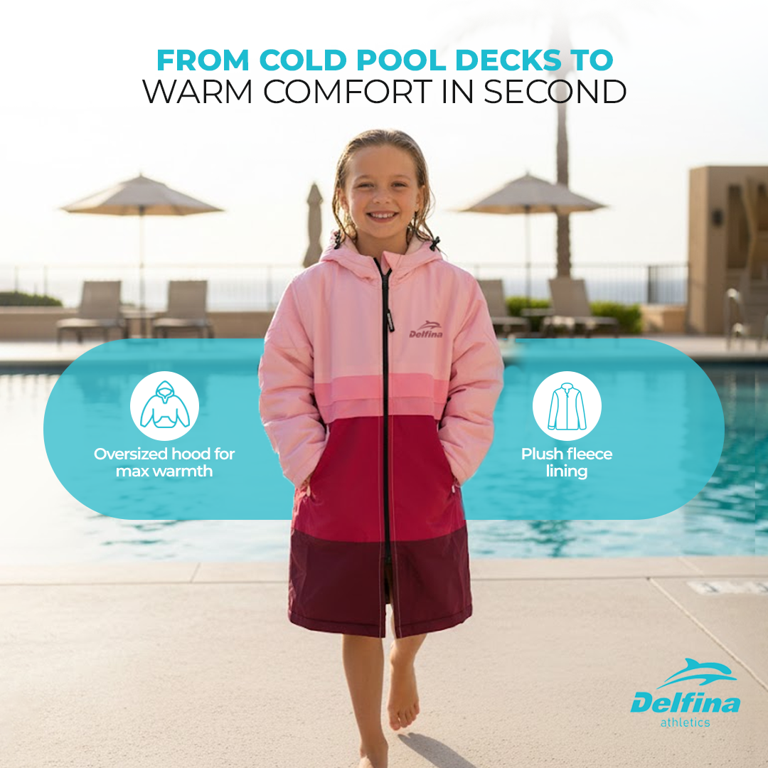 Delfina Kids Swim Parka Jacket with Removable Sleeves