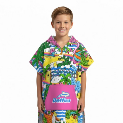 Hooded Poncho Towel Made For Kids
