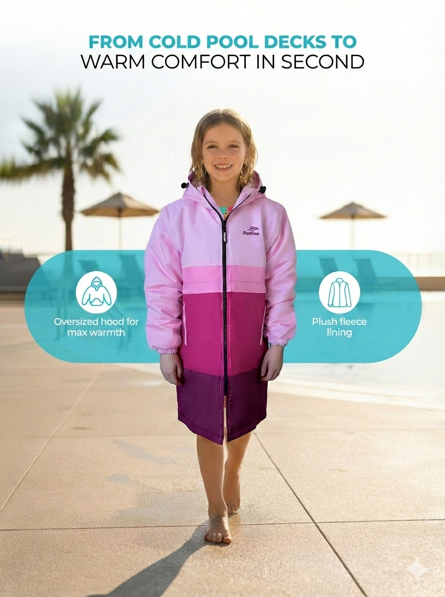 Delfina Kids Swim Parka with Removable Sleeves