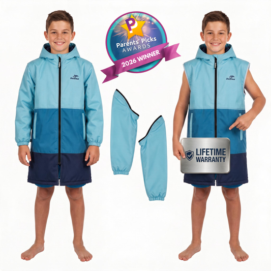 Delfina Kids Swim Parka Jacket with Removable Sleeves