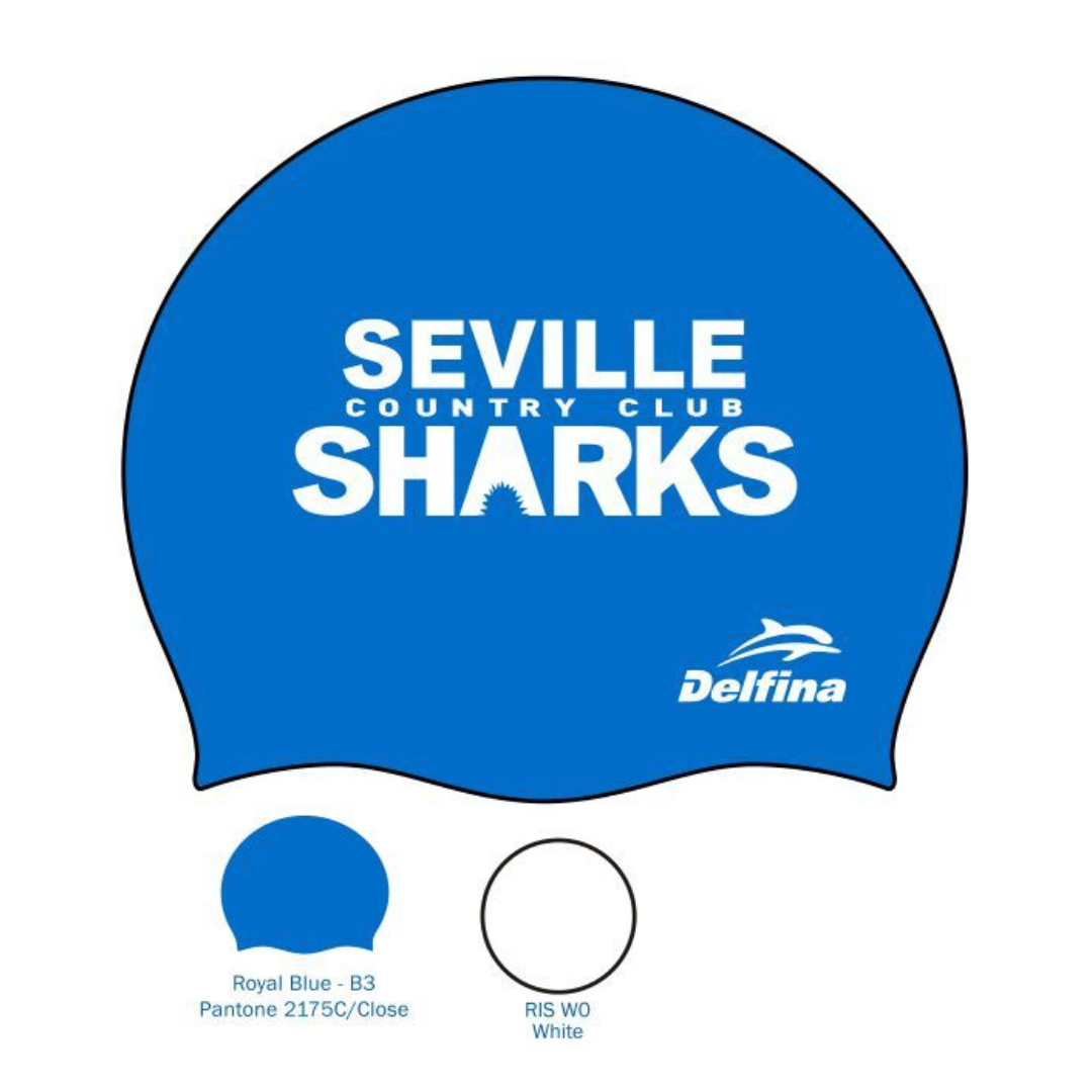SEVILLE SHARKS CUSTOM SILICONE SWIM CAPS