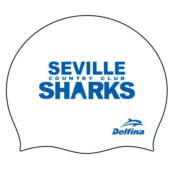 SEVILLE SHARKS CUSTOM WHITE SILICONE SWIM CAPS (PACK OF 2)