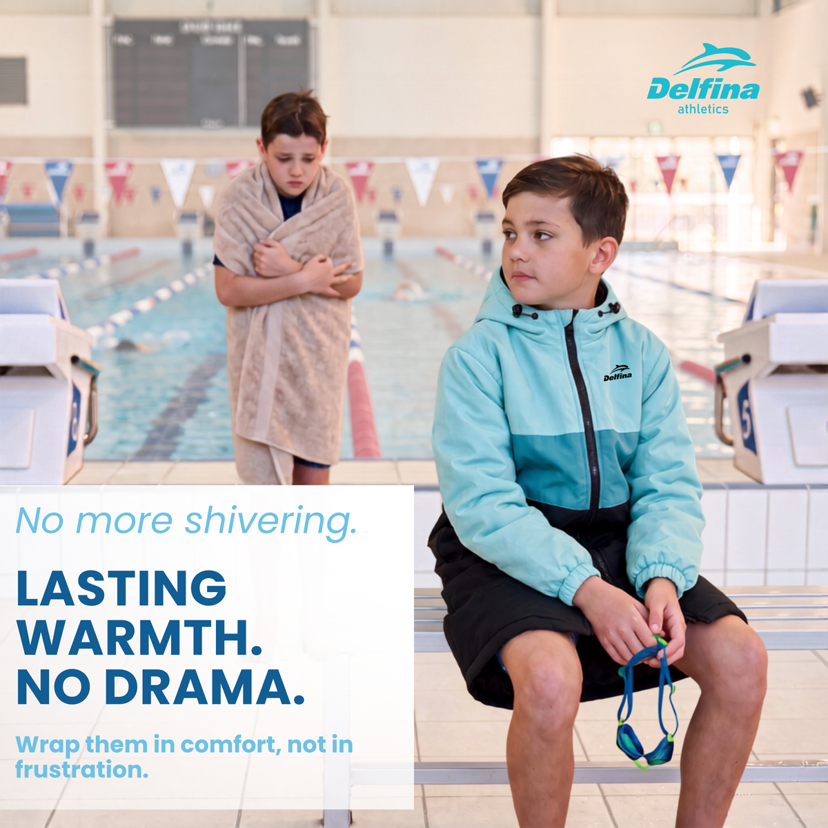 Delfina Kids Swim Parka Jacket with Removable Sleeves