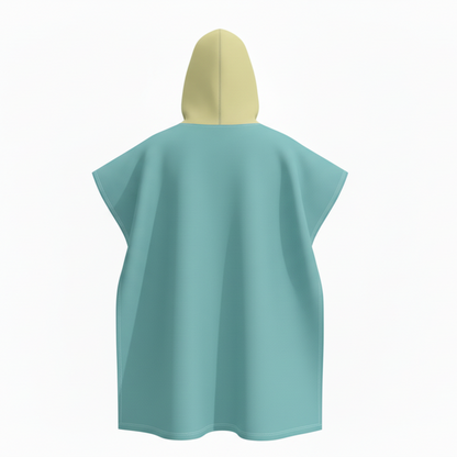 Light blue Dreams of Teal Hooded Poncho Towel backside